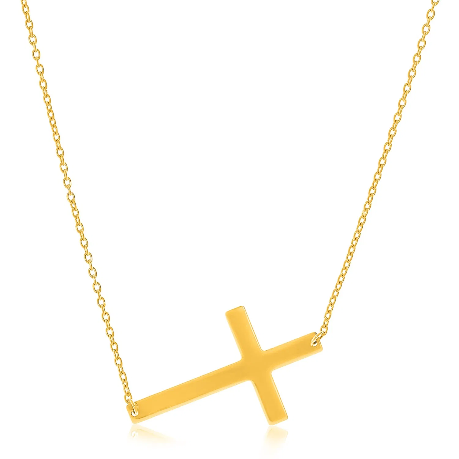 14 Karat Gelbgold Plain Cross Motif Halskette