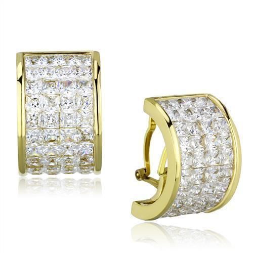 TK1807 - IP Gold (Ion Plating) Edelstahl Ohrringe mit AAA-Klasse CZ in Clear