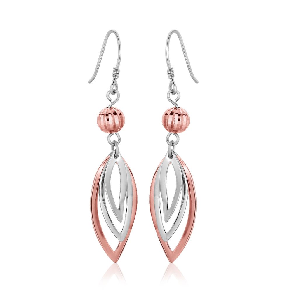 Sterling Silber Rose Tone Cascading Open Marquis Drop Ohrringe