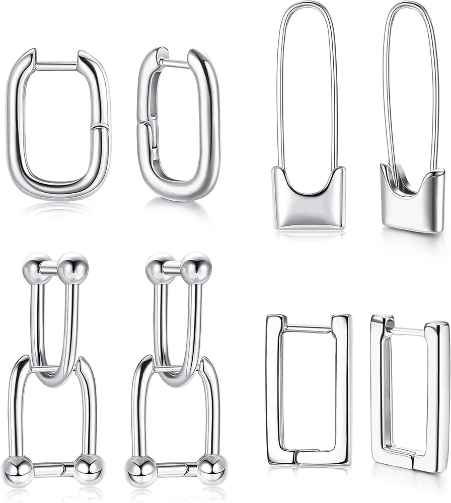 4 Paare Chunky Hoop Ohrringe Set für Frauen Hypoallergene Dicke Offene Huggie Hoop für Geburtstag Geschenke