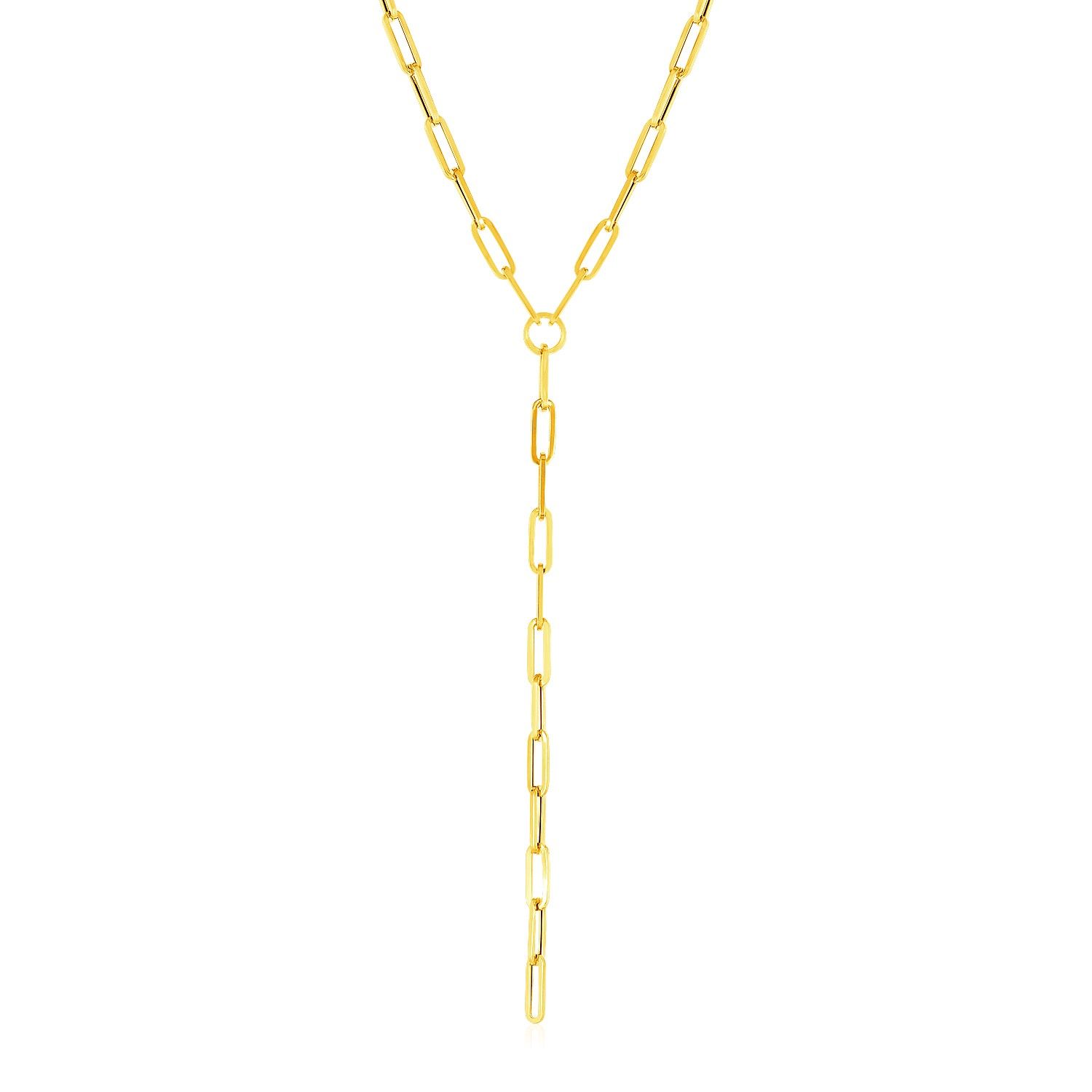 14 Karat Gelbgold Paperclip Kette Lariat Halskette
