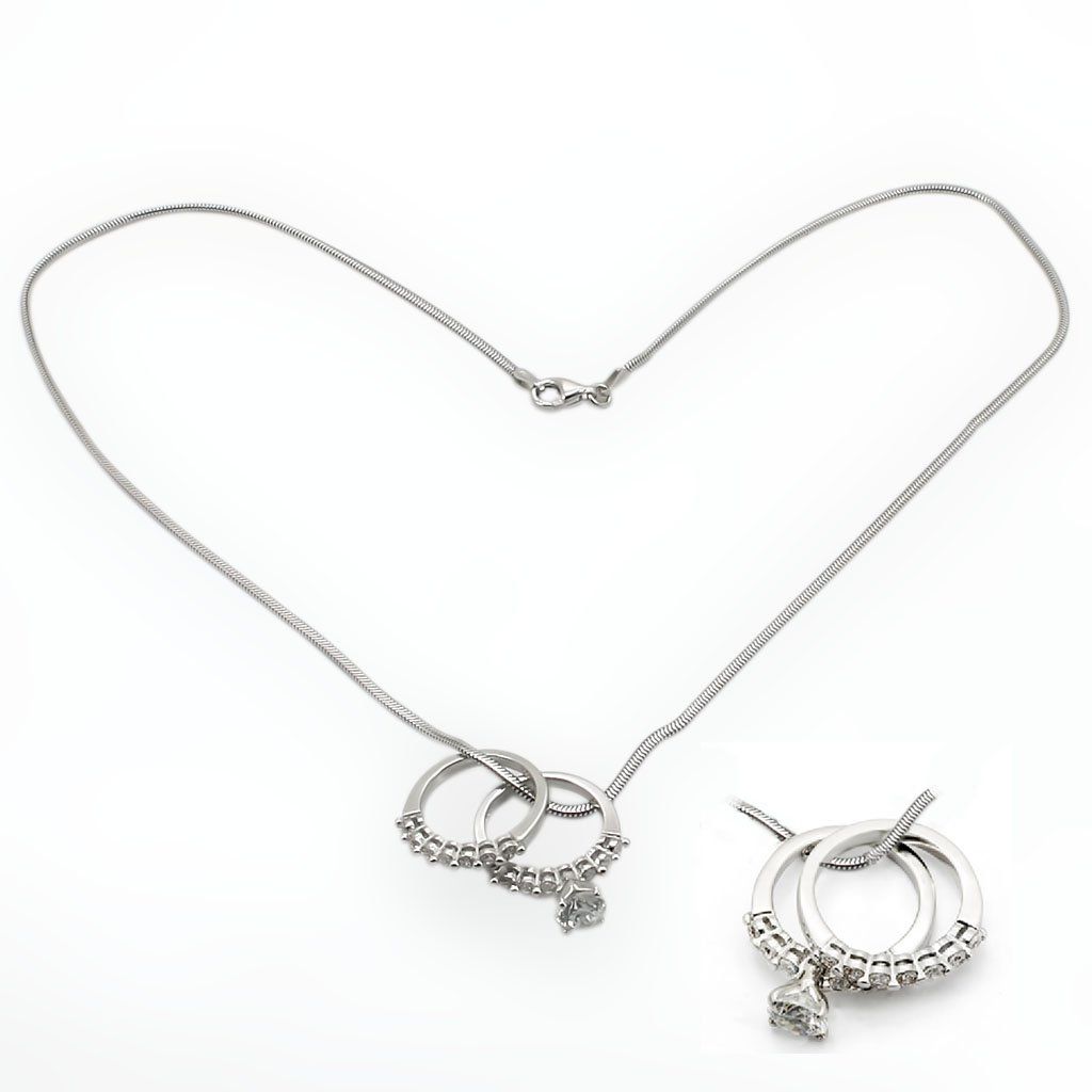 LOS144 - Rhodium 925 Sterling Silber Anhänger mit AAA-Klasse CZ in Clear