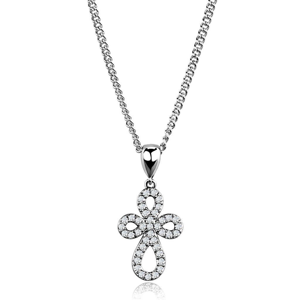 3W845 - Rhodium-Messing - Kette Anhänger mit AAA-Klasse CZ in Clear