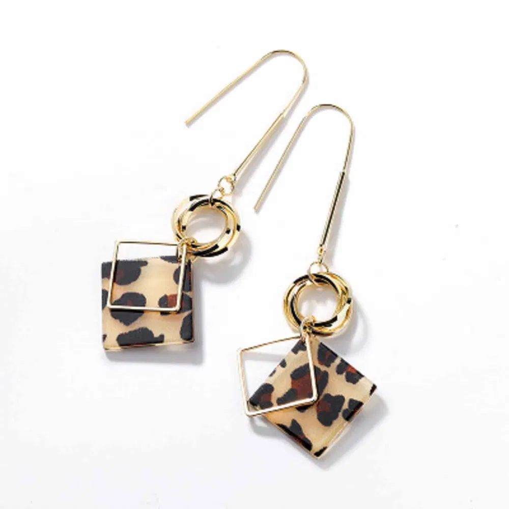 Dangle Ohrringe Sterling Silber Plated Geometrisch Acryl Quadrat Charm Drop