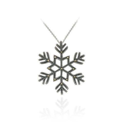 Sterling Silber Marcasite Schneeflocken Rutsch Anhänger