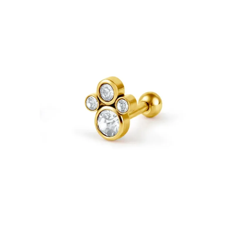 Sterling Silber Round Catpaw Pierced Stud Ohrringe mit Diamanten