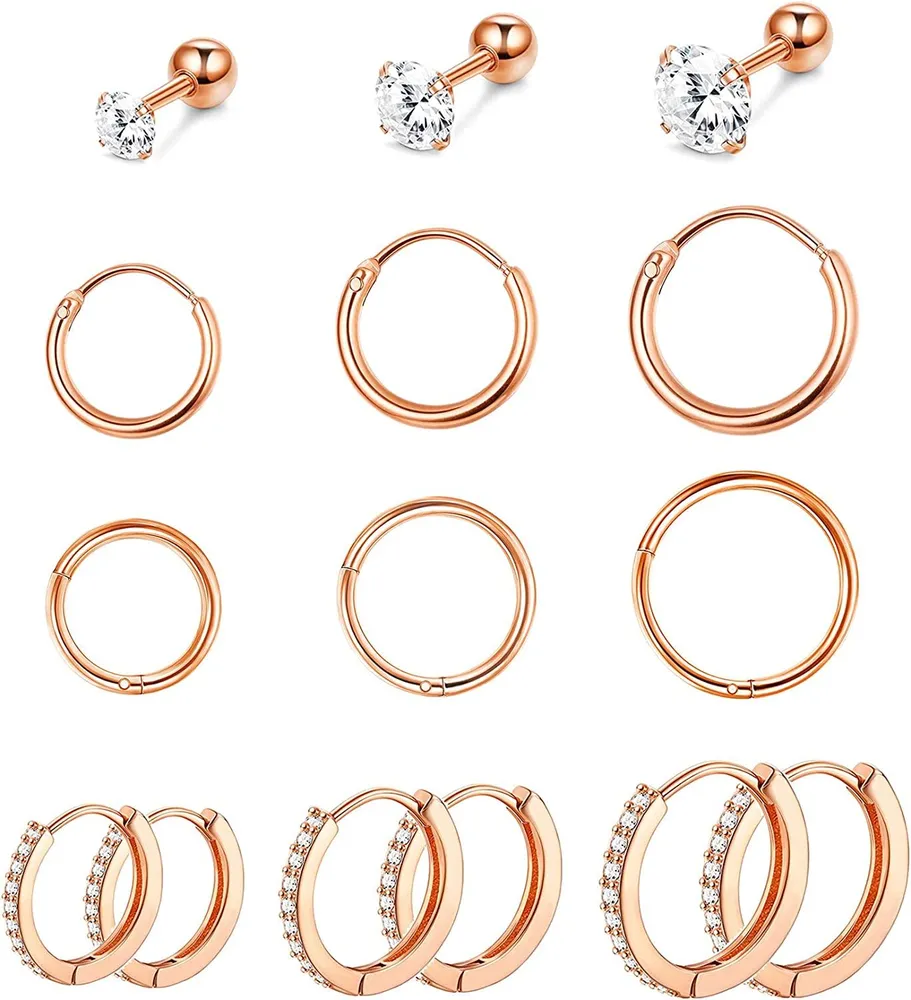 15pcs Edelknorpel-Schleife - Ohrringe Stud für Frauen Männer 16g Huggie-Ohrringe kleine kleine kleine Schleife-Ohrringe Daith Rook Tragus Helix Piercing