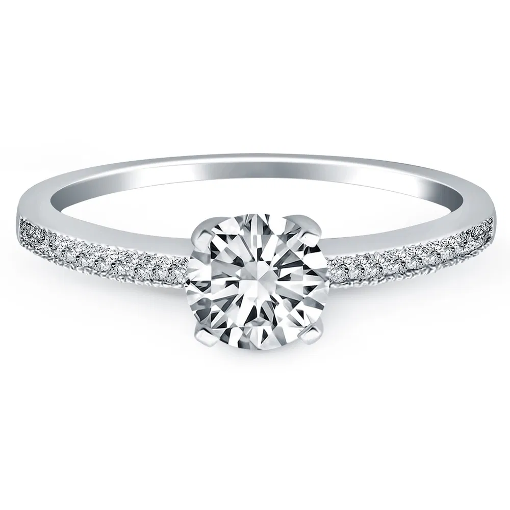 14 Karat Weißgold Classic Diamond Pave Solitaire Engagement Ring