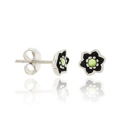 Sterling Silber .925 6mm Licht Grün Rhinestone Mini Kid Floral Flower Stud Ohrringe