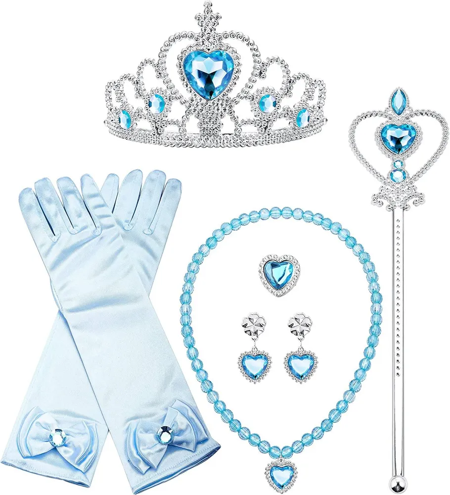 8 Pcs Sofia Prinzessin Aurora Dress Up Cosplay Set Mädchen Kostüm Party Favor Set Aurora Dress Up Handschuhe Krone Wand Halskette Ohrringe Kinder