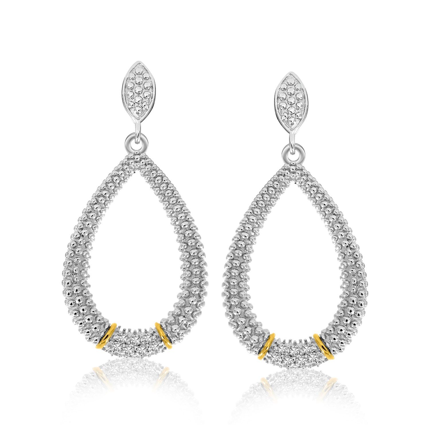 18 Karat Gelbgold & Sterling Silber Diamant Accentuated Graded Popcorn Ohrringe
