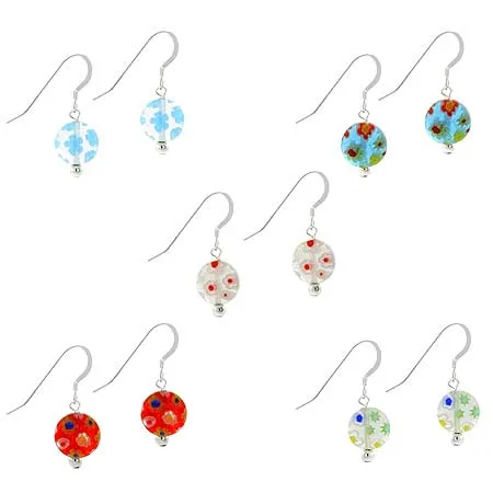 Sterling Silver Multi-Color Millefiori Murano Glas Ohrringe Set
