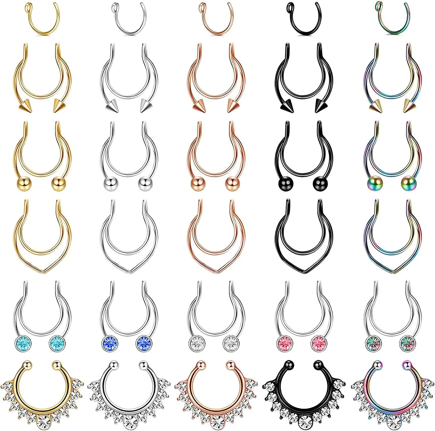 16G Septum Clicker Nasenringe 316L Chirurgische Nasenschleife Doppelöffnung gestapelt Helix Rook Muschel Knorpel Daith Tragus Ohrringe Muschel Piercing Schmuck