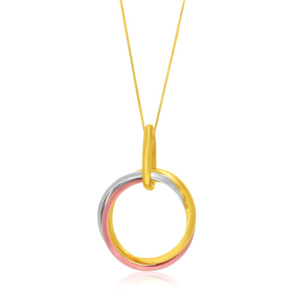 14 Karat Tri-Color Gold Open Interlaced Ring Anhänger
