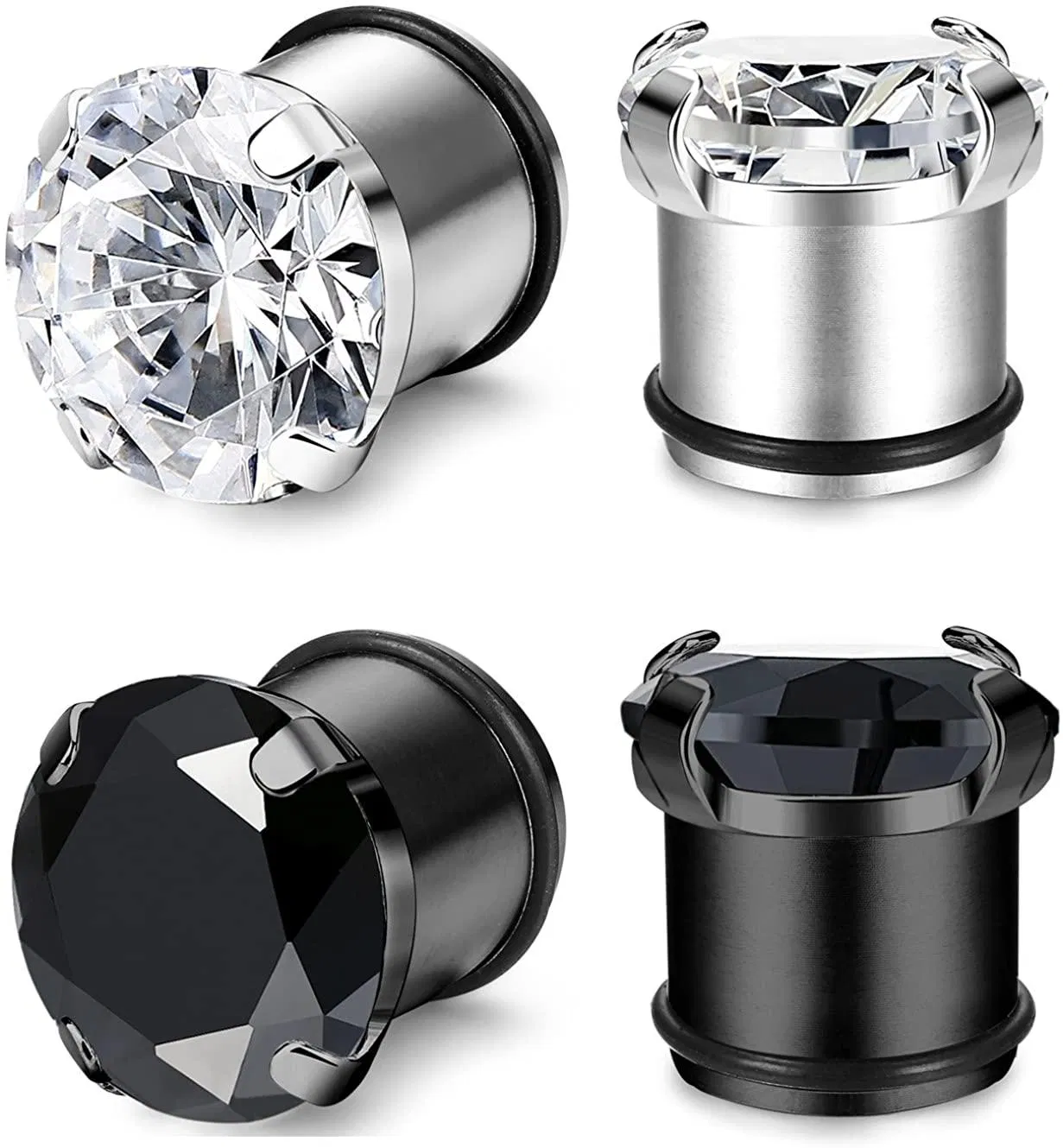 2 Paare Rostless Ohr Gauge CZ Stecker Tunnel Ohr Expander Stretcher Piercing