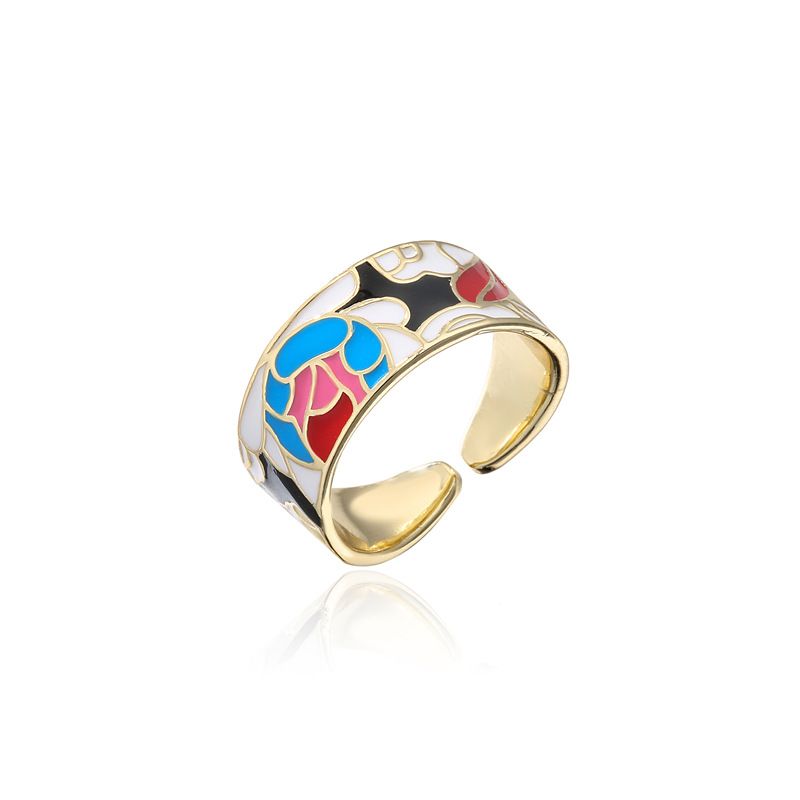 18K Gold beschichteten farbenfrohen Öltropfen geometrischen Ring