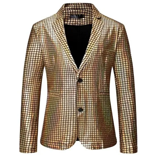 Herren glänzende Lapel Slim Fit Blazer Kleid Anzug