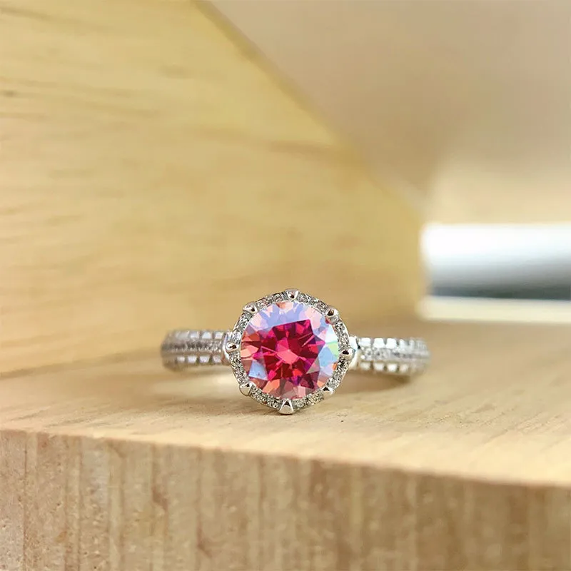 Mossanit Farbe Elektro-Plackierung 18K Rose Gold Diamant Ring