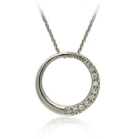 Sterling Silber CZ Circle Journey Slide Pendant