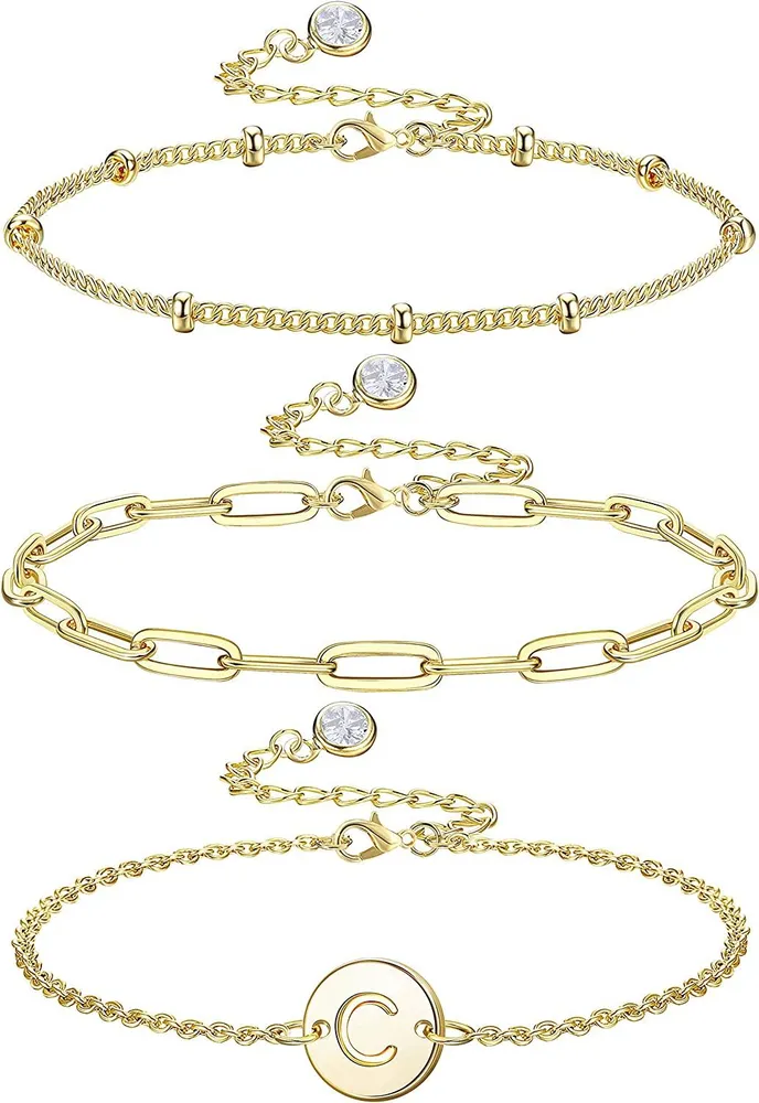 Dainty Initial Armbänder für Frauen; 14K Gold beschichteter Brief Initial Armband Personalisiertes Charm Armband Geschenk für Frauen Mädchen