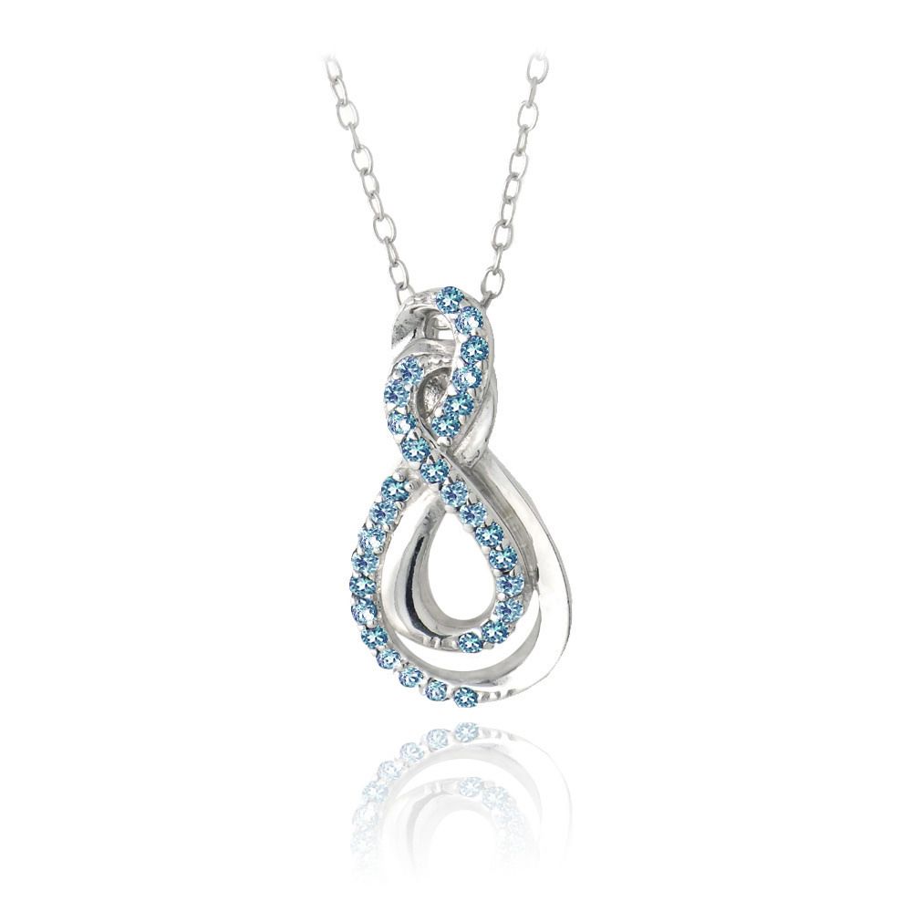 Sterling Silber London Blau Topaz Verflecht Infinity Halskette
