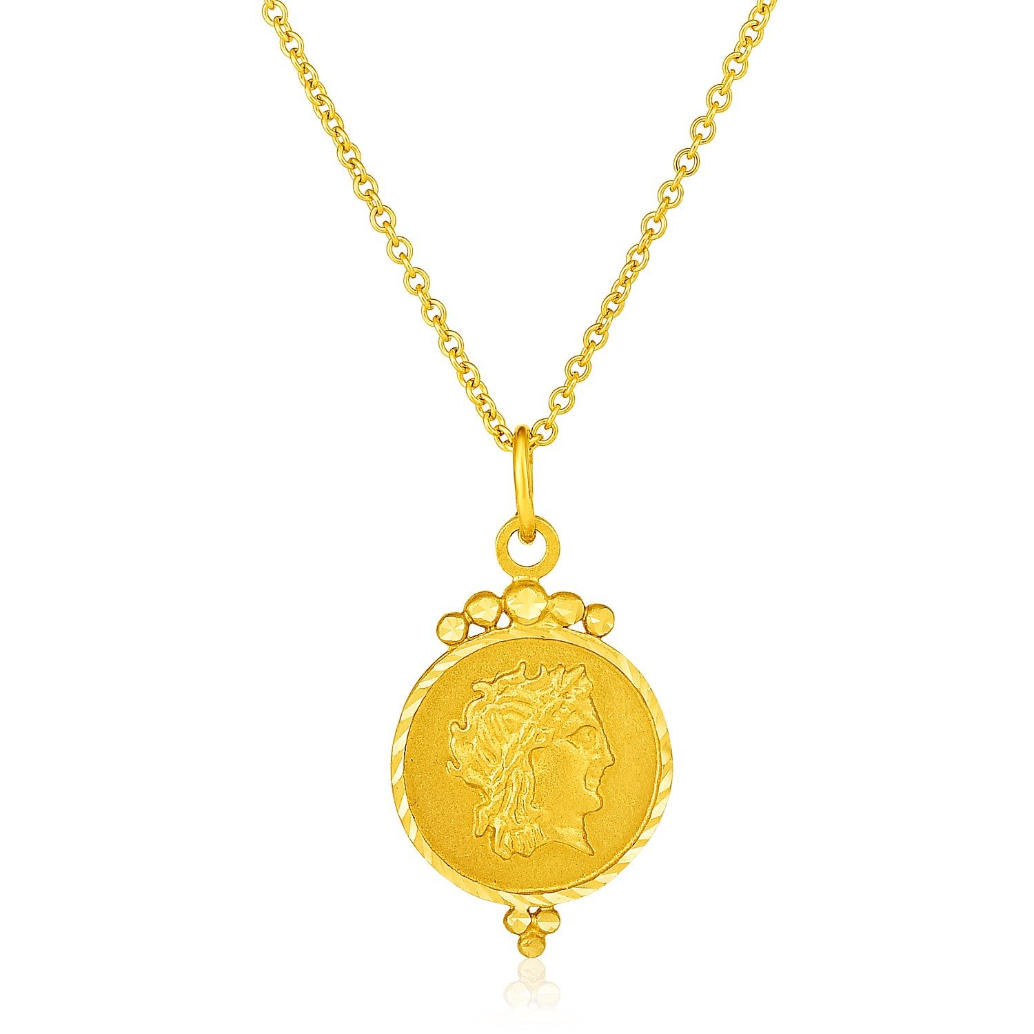 14 Karat Gelbgold mit rundem römischen Münzhang