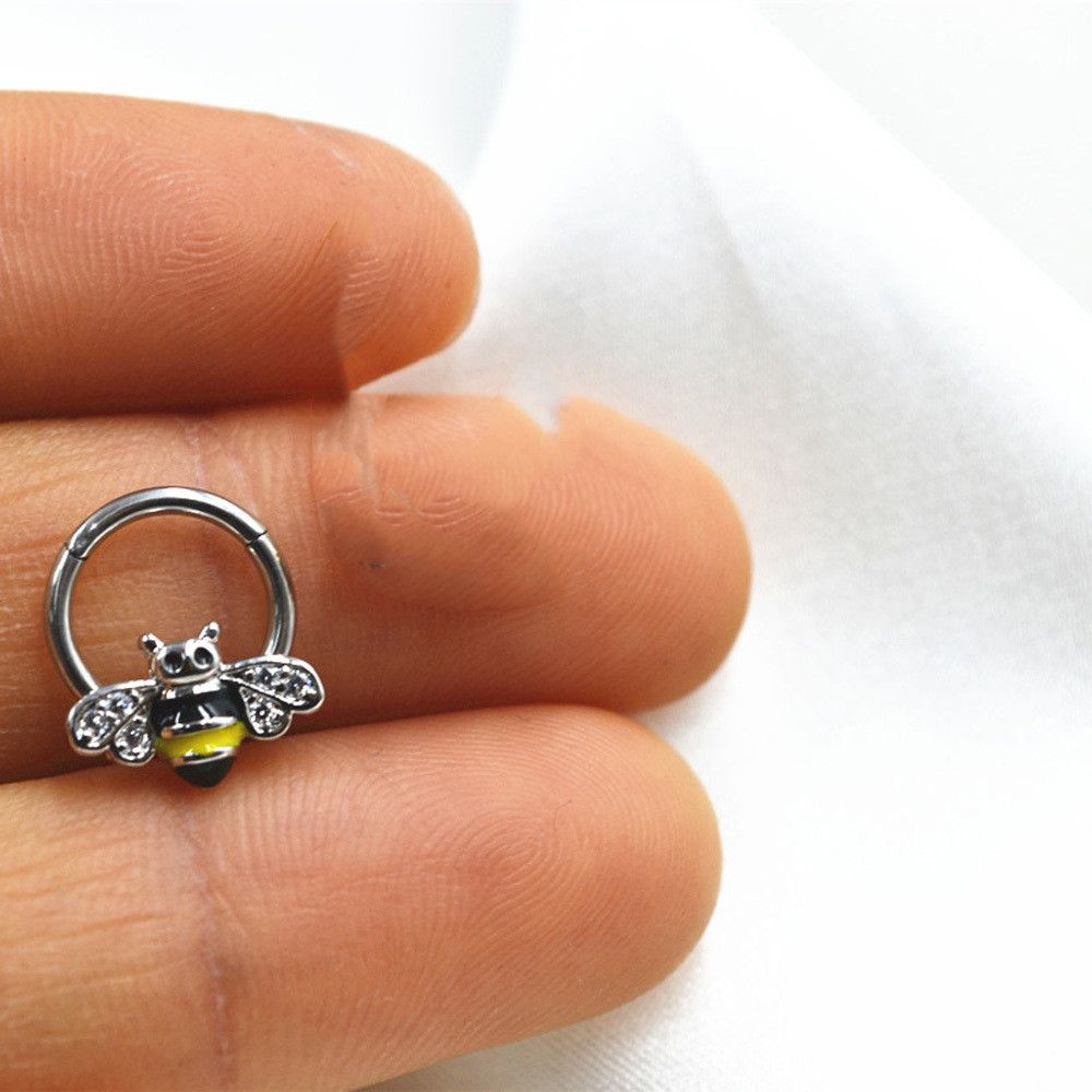 Titanium Stahl Biene Nase Stud geschlossene Schleife süß