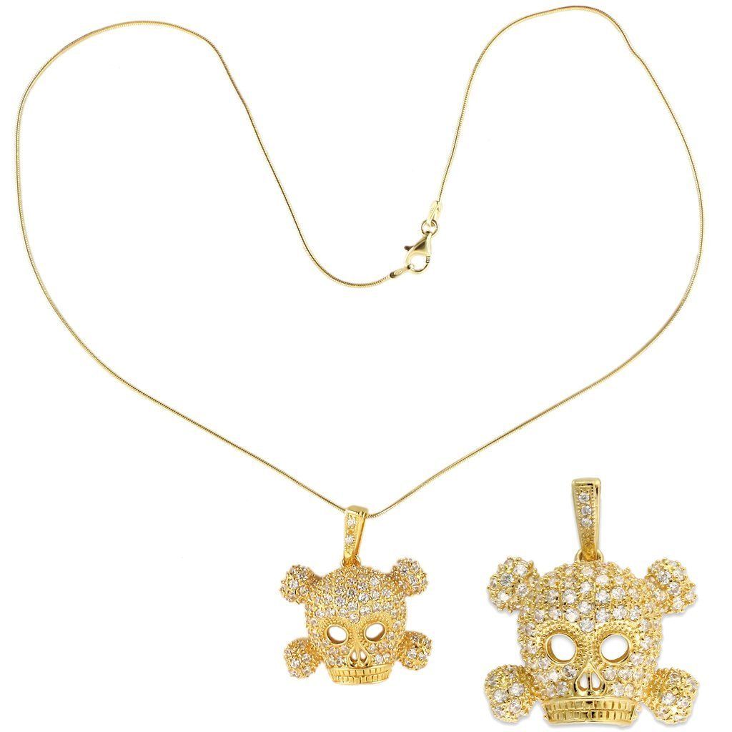 LOS383 - Gold 925 Sterling Silber Anhänger mit AAA Grad CZ in Clear