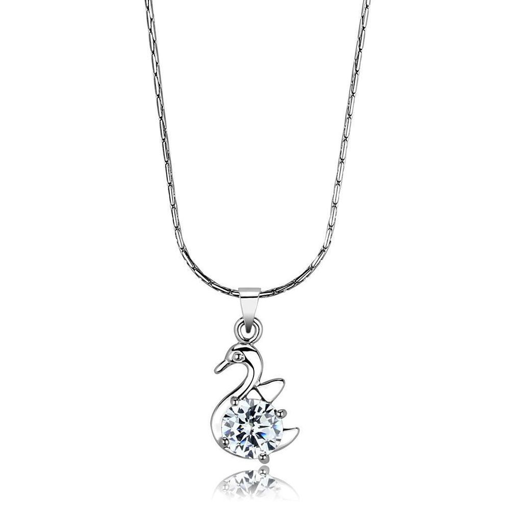 LO4149 - Rhodium-Brass - Kettenhänger mit AAA-Klasse CZ in Clear