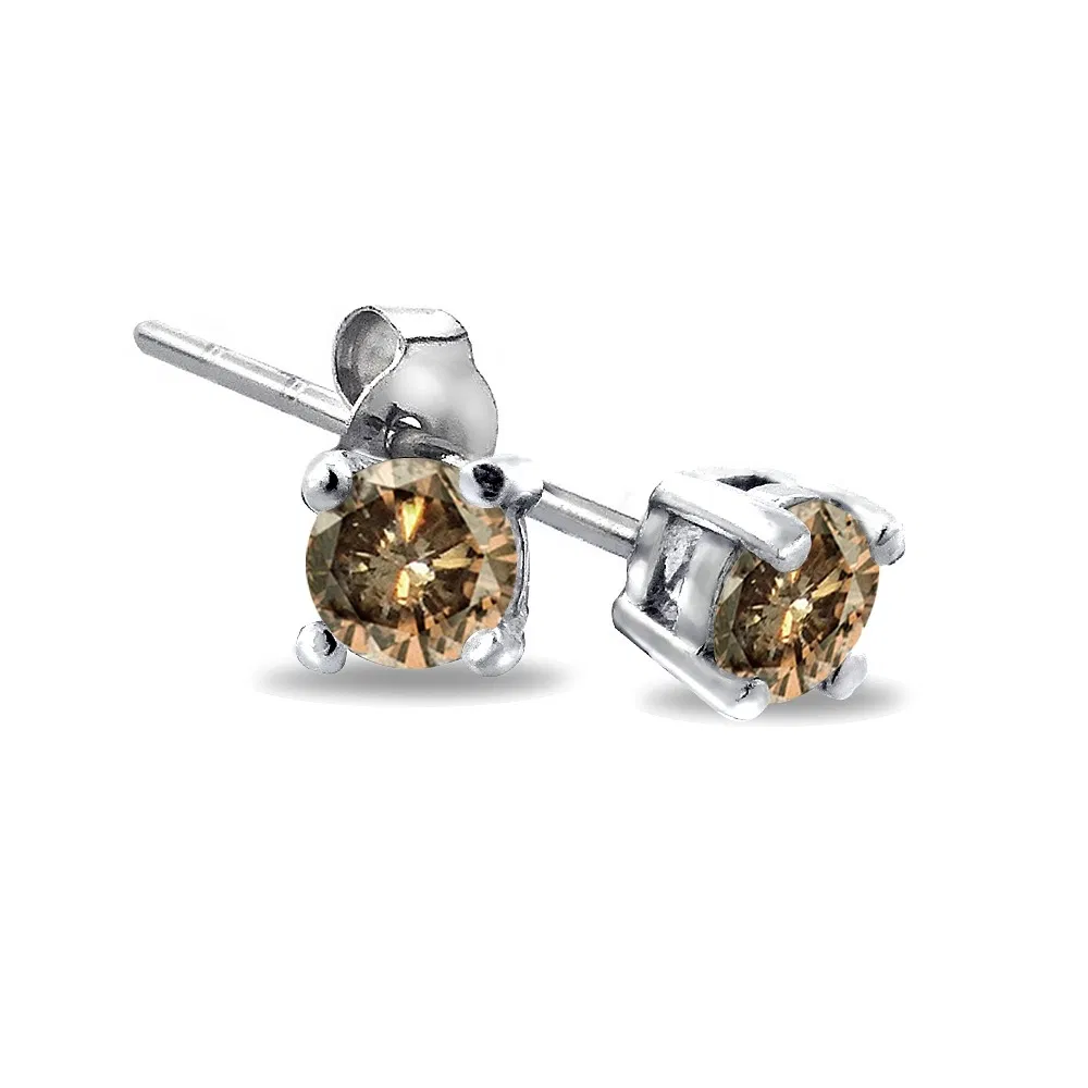 Sterling Silber 1 / 8ct Champagner Diamant Stud Ohrringe