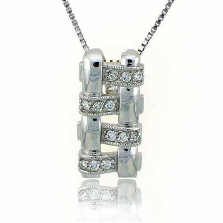 Sterling Silber Designer Simulierte Diamant CZ Korb Web Anhänger