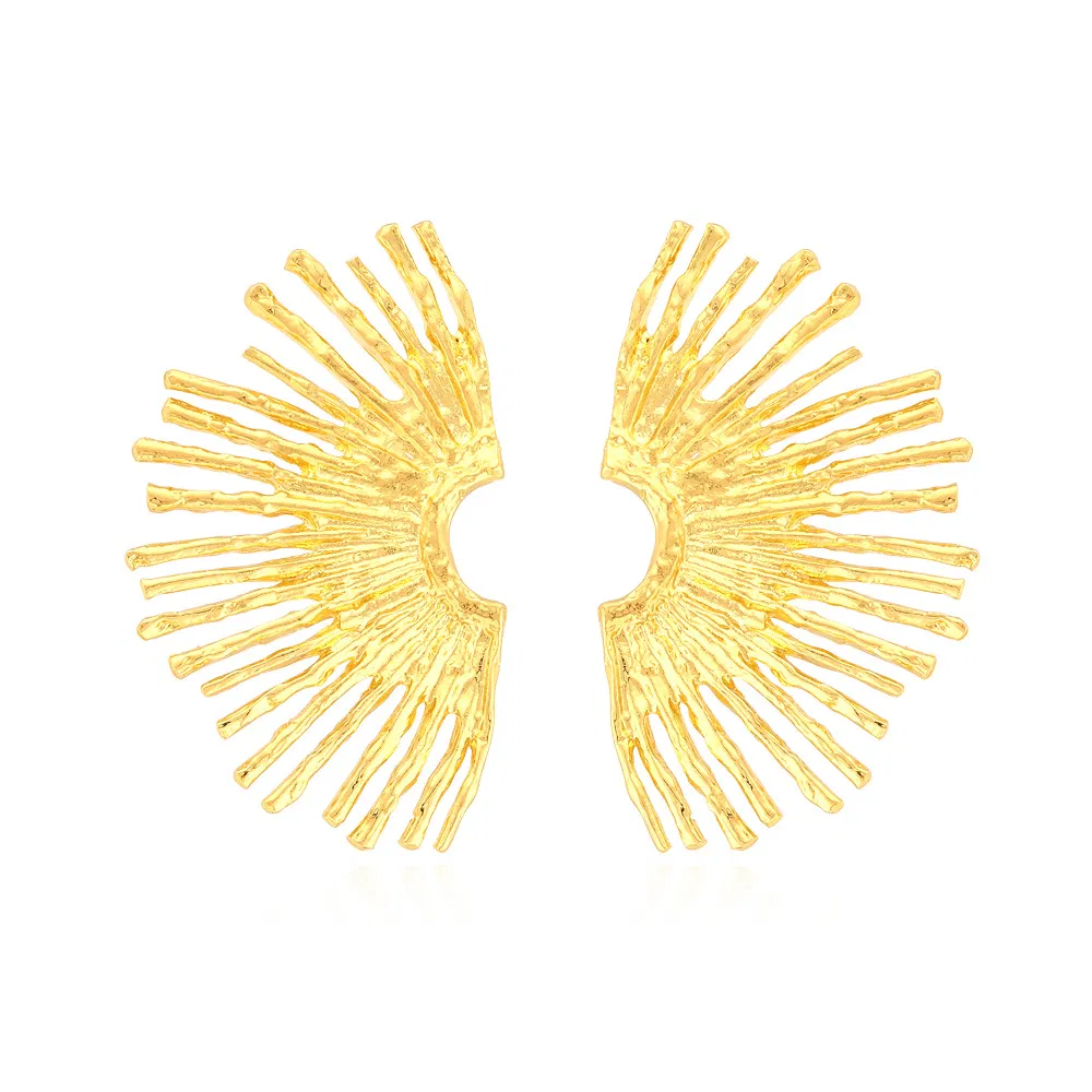 Retro-Temperament Golden Fan-Shaped Leaf Ohrringe