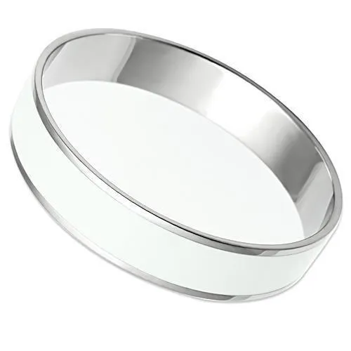 TK532 - Hoch poliertes (ohne Beschichtung) Edelstahl Armband mit Epoxy in Weiß