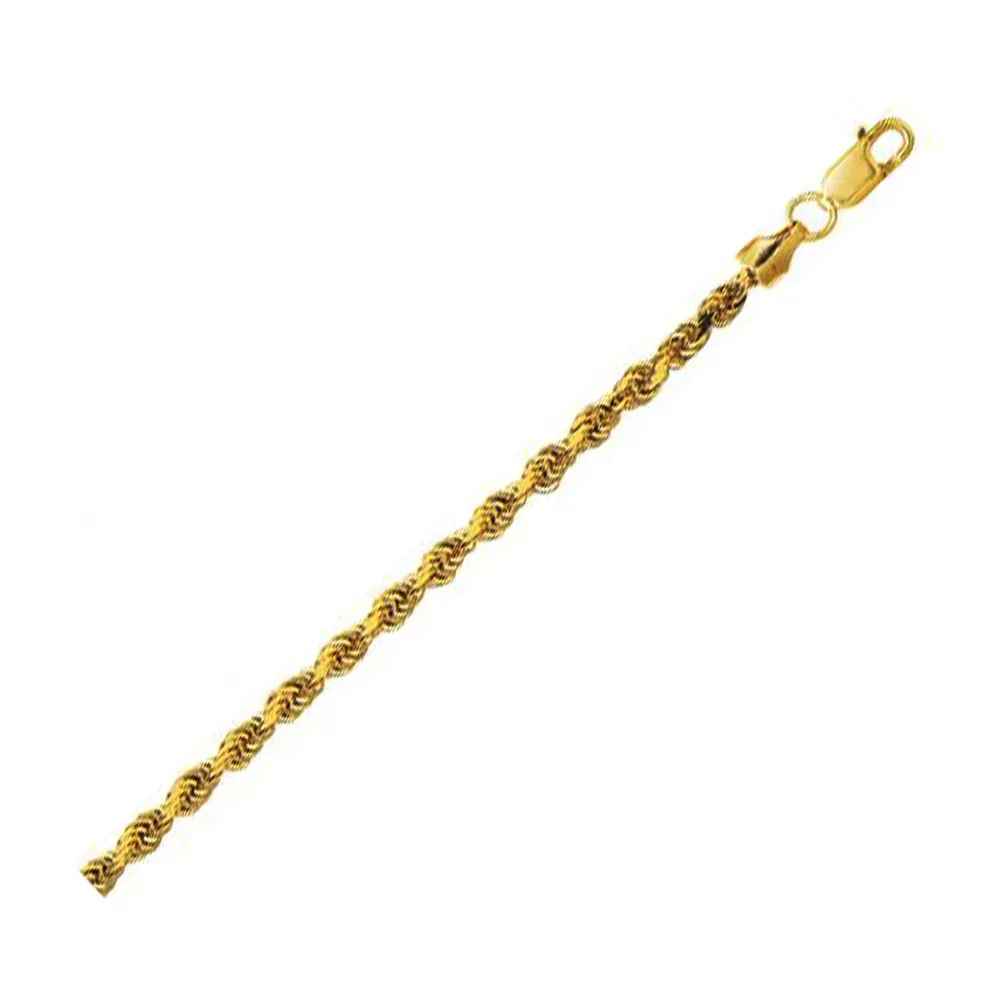 10 Karat Gelbgold Lite Hohl Diamant Cut Rope Chain (3,20 mm)