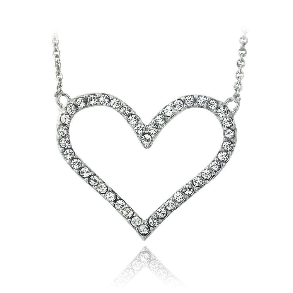 Silberton Swarovski Elemente Open Heart Halskette