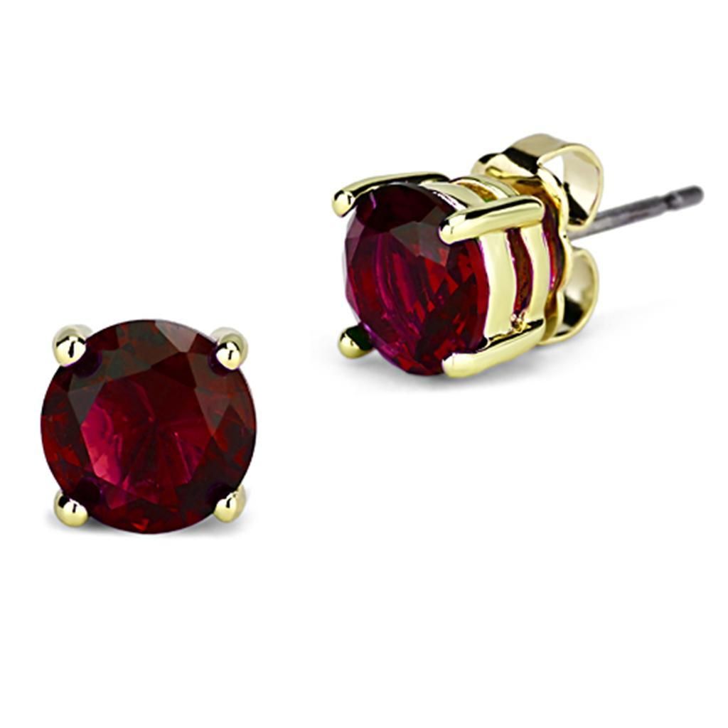 3W550 - Gold-Messing - Ohrringe mit synthetischem Glas in Siam