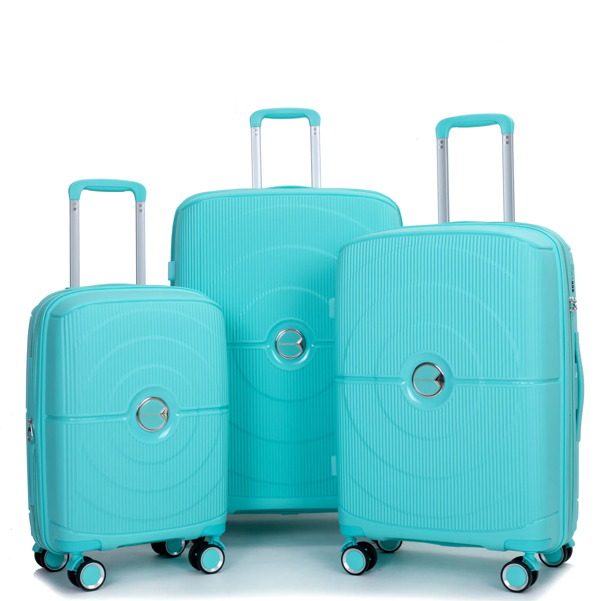 Erweiterbarer Hardshell Koffer Doppelspinner-Räder PP Gepäckset Leichtgewicht Langlebiger Koffer mit TSA-Lock, 3 - teilige Set (20 / 24 / 28), Lake Blue