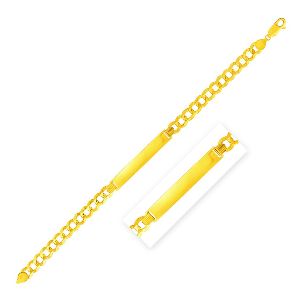 14K Gelbgold 8 1 / 2 Zoll Mens Narrow Curb Chain ID Armband