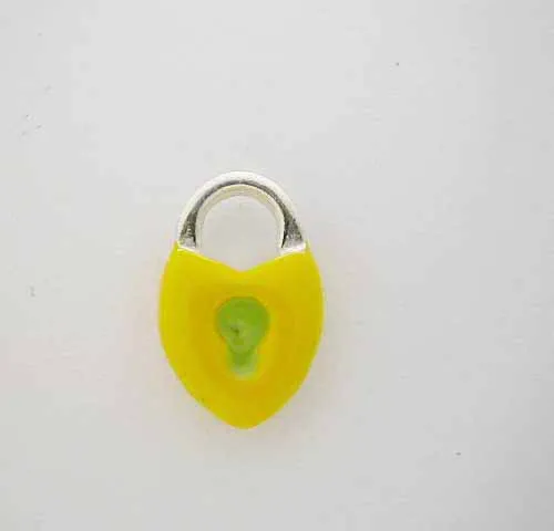 Silber-Enamel - Gelb * LOCK CHARM * Key CUTE