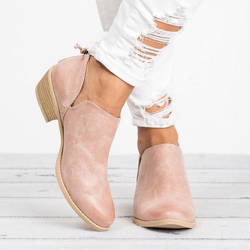 Herbst Damen Schuhe Retro High Heel Ankle Boots