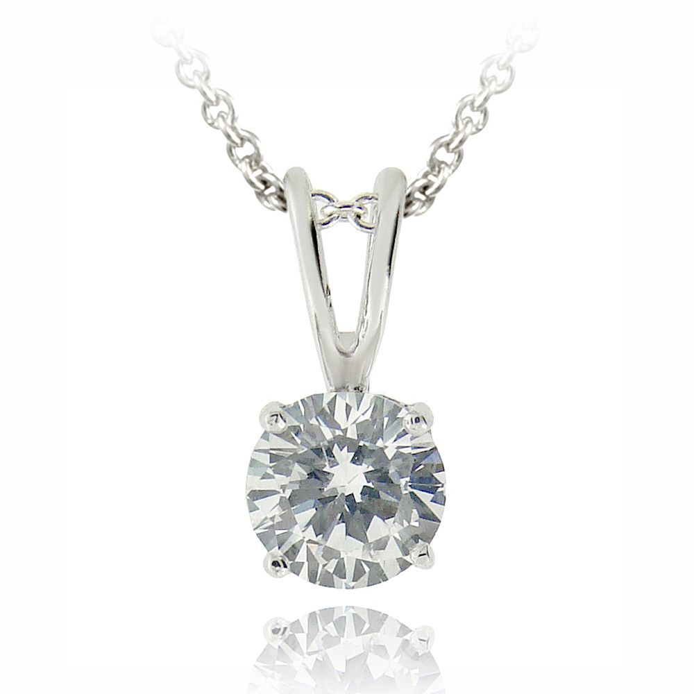 Silberton 3/4ct CZ Round Solitaire Halskette, 6mm