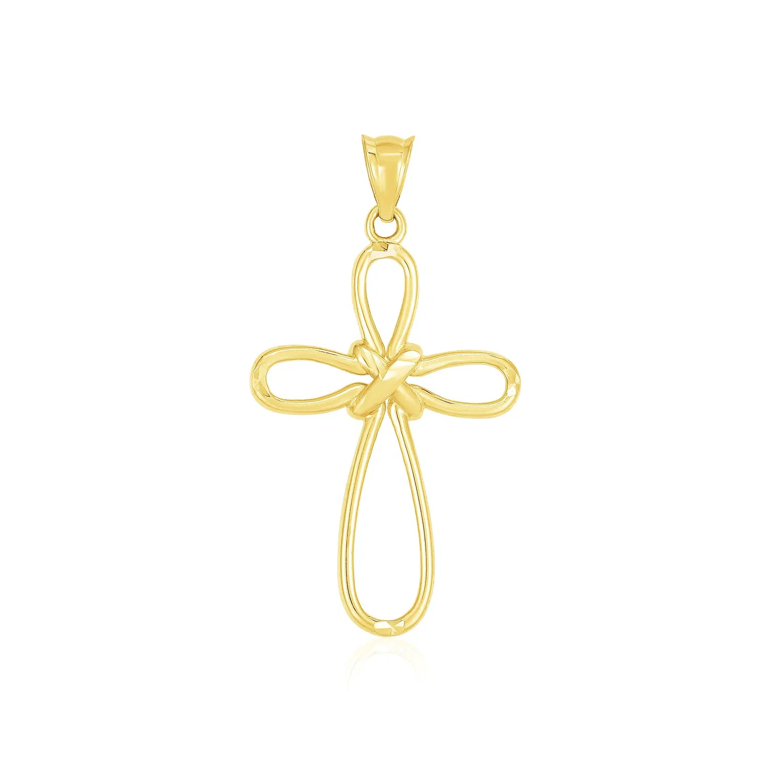 14 Karat Gelbgold Looped Knot Style Kreuz Anhänger