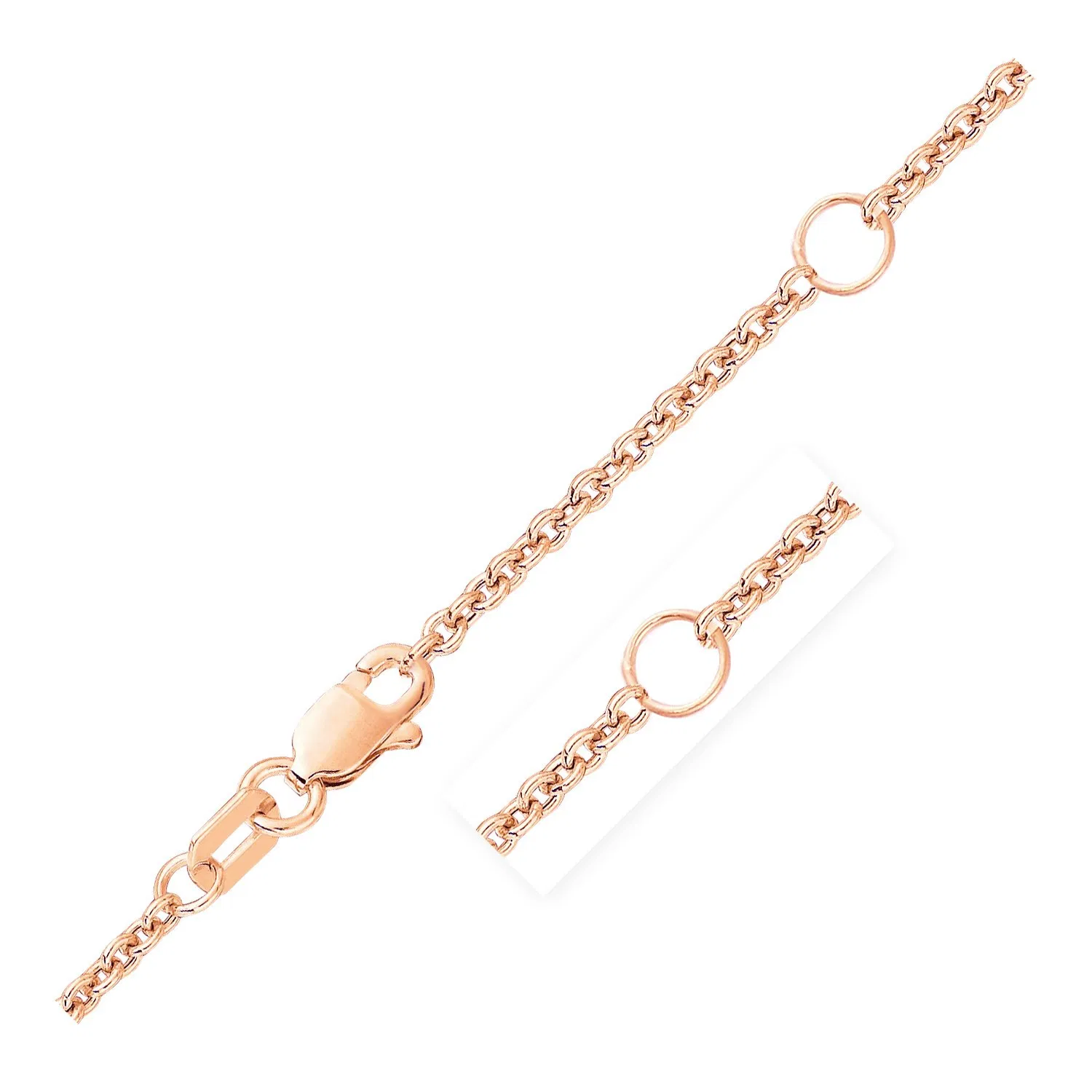 Doppel erweiterbarer Kabelkette in 14 Karat Rose Gold (1.9 mm)
