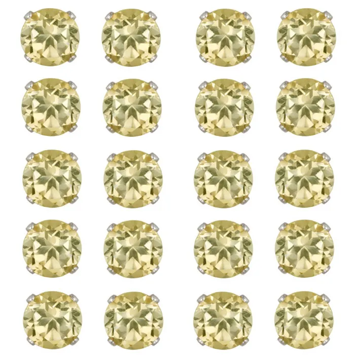 Sterling Silber 8ct Citrine 5mm Stud Ohrringe, Set von 10