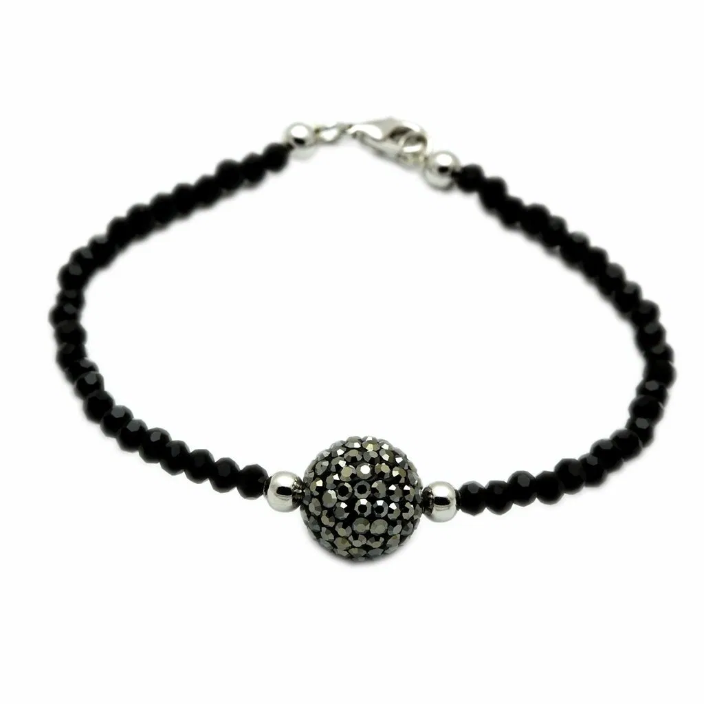 LO2048 - Rhodium + Ruthenium-Brass - Armband mit Top-Grade - Kristall in Jet