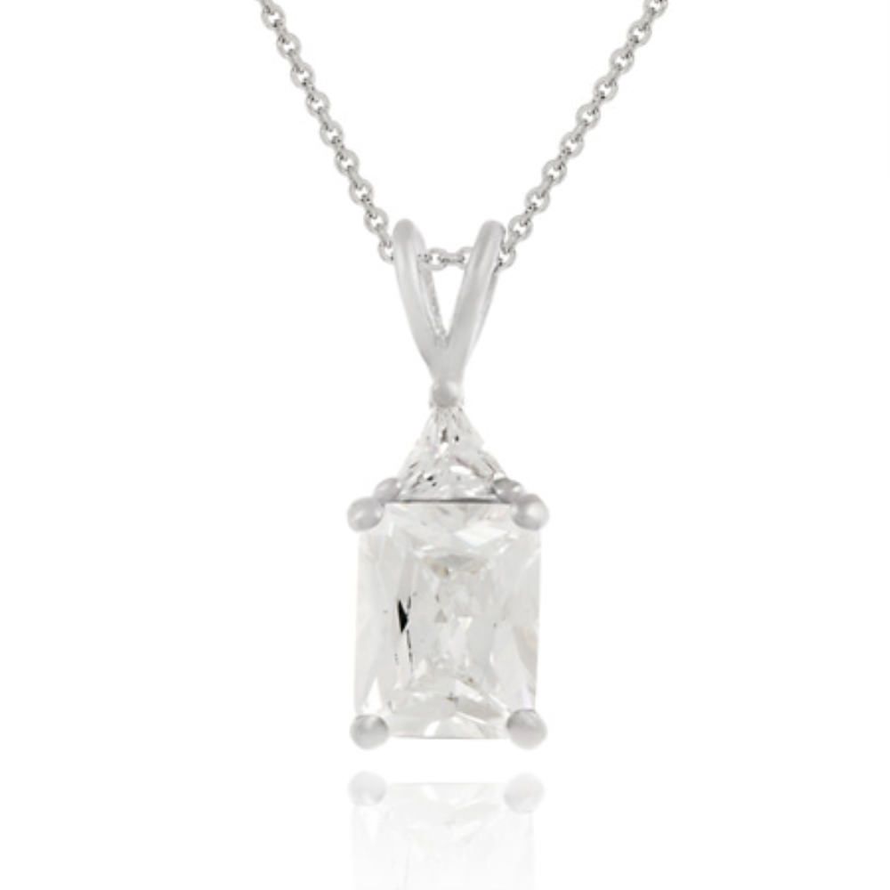Sterling Silber 2,85ct CZ Emerald Cut Solitaire Anhänger