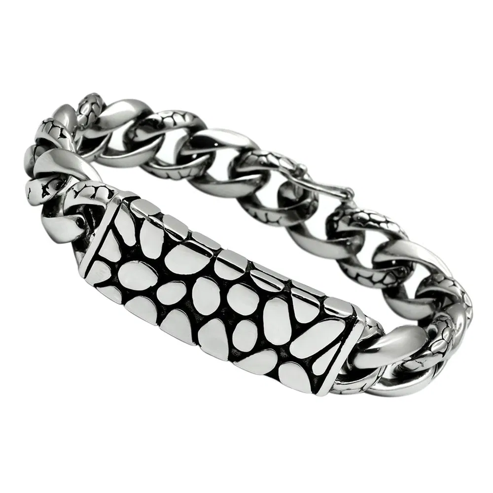 TK449 - Hoch poliertes (ohne Verzinkung) Edelstahl-Armband ohne Stein