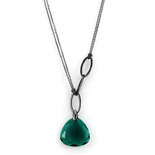 TK2858 - IP Light Black (IP Gun) Edelstahl-Halsband mit Synthetisch-Synthetisch - Glas in Blau-Zirkon
