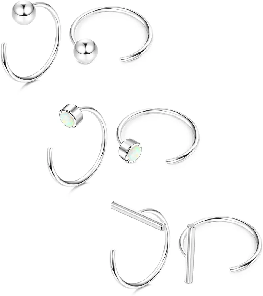 925 Sterling Silber Halbschleife Ohrringe kleine Huggie-Schleife Ohrringe Ball; Stern; Kubik Zirkonia Halbschleife Knorpel Piercing Ohrringe 20G Nasenring Schleife für Frauen Männer