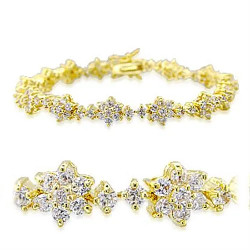32009 - Gold-Messing - Armband mit AAA-Klasse CZ in Clear